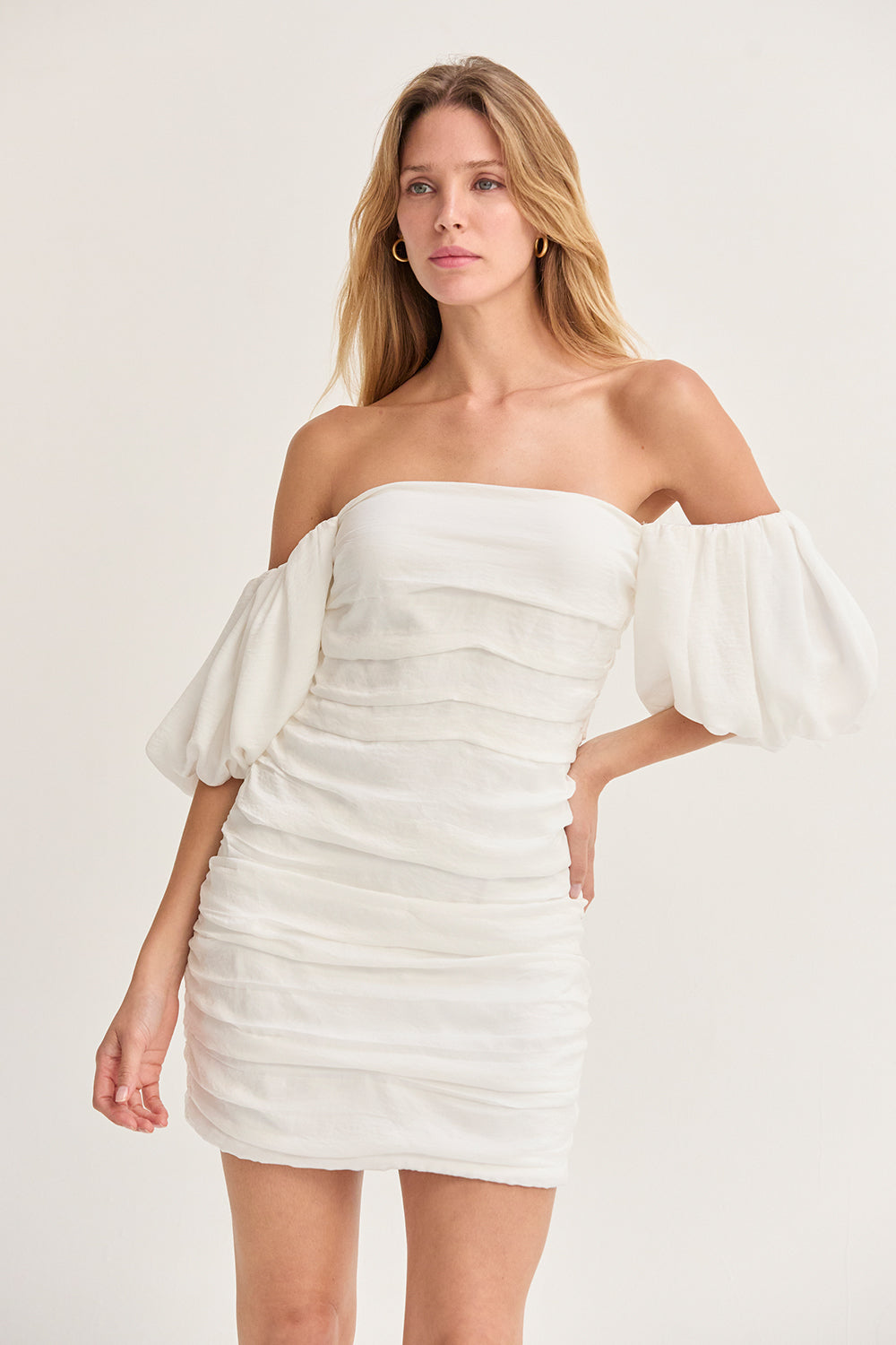 Camila Puff Sleeves Ruched Mini Dress