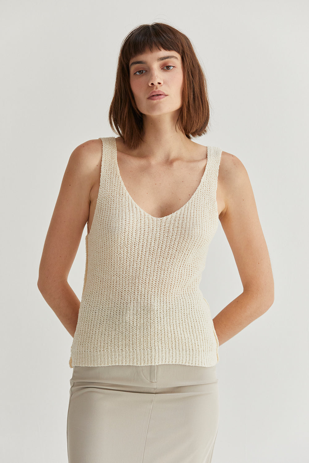 Lori V-Neckline V-Back Straps Tank Top