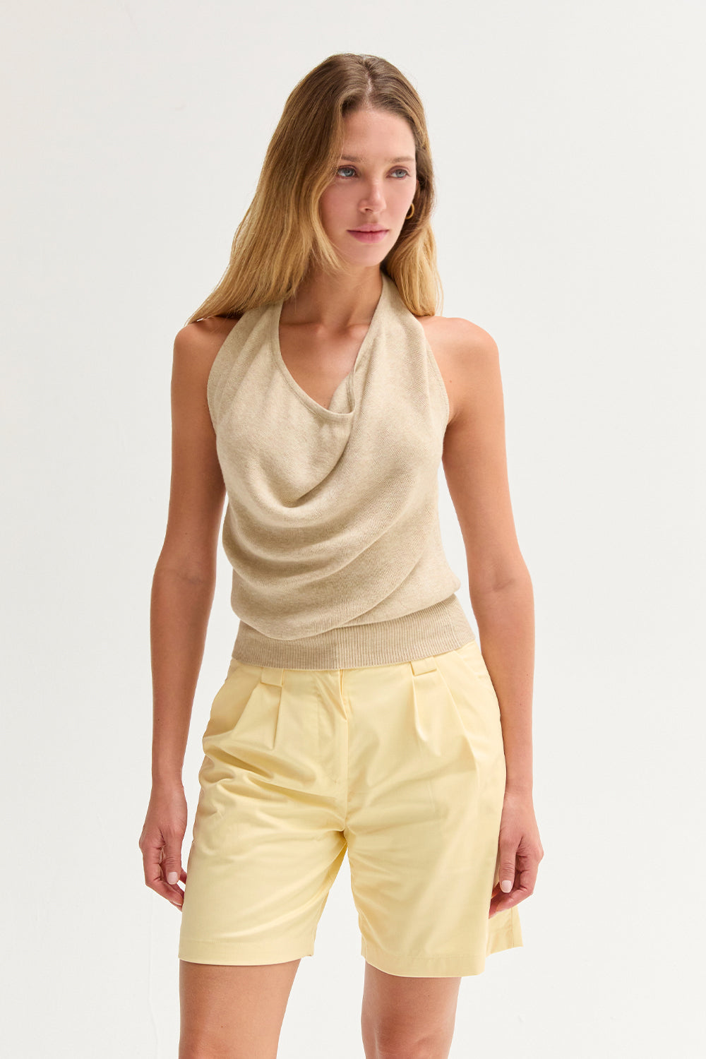 Mila Cowl Neck Halter Knit Top