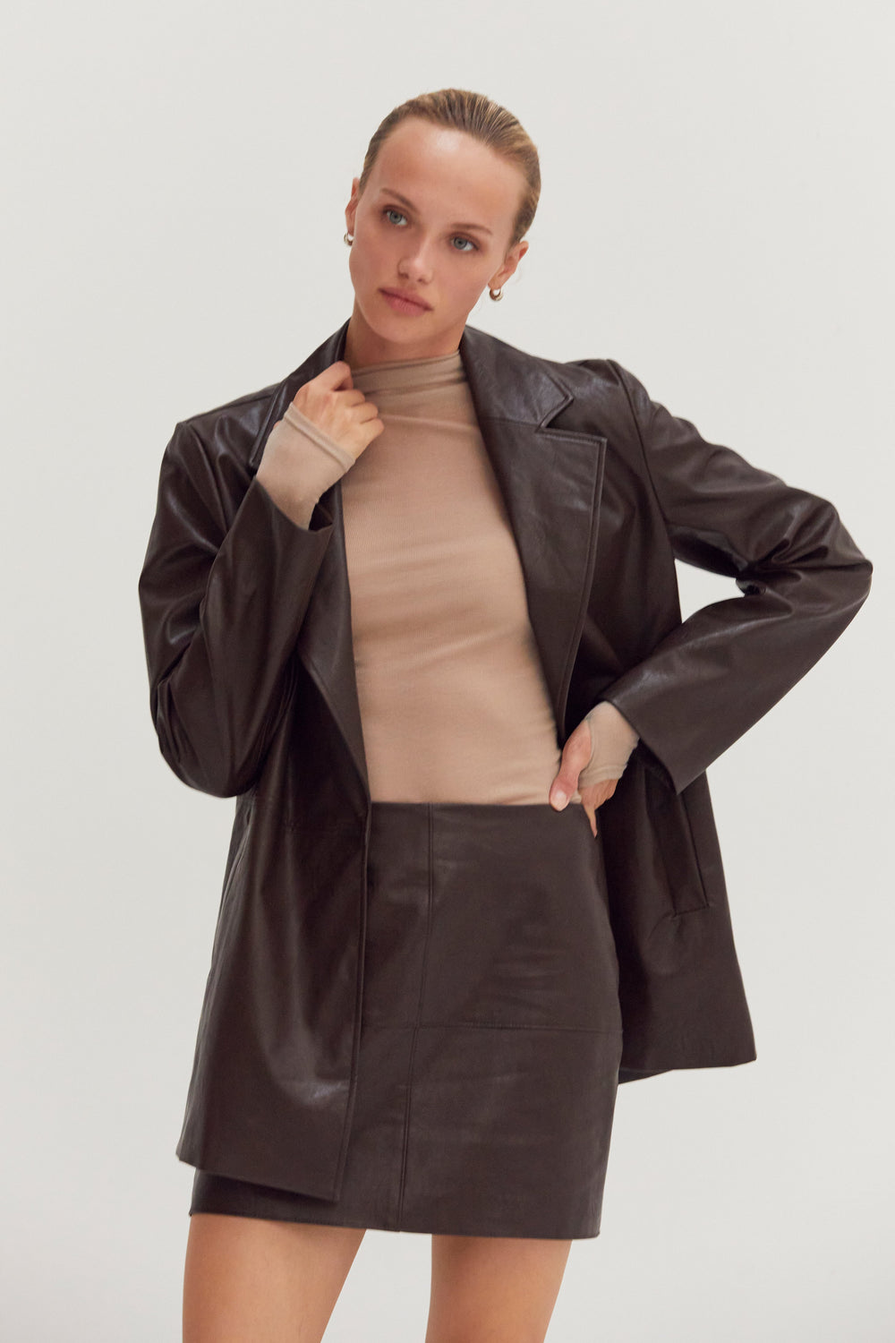 Vianna Vegan Leather Oversized Blazer