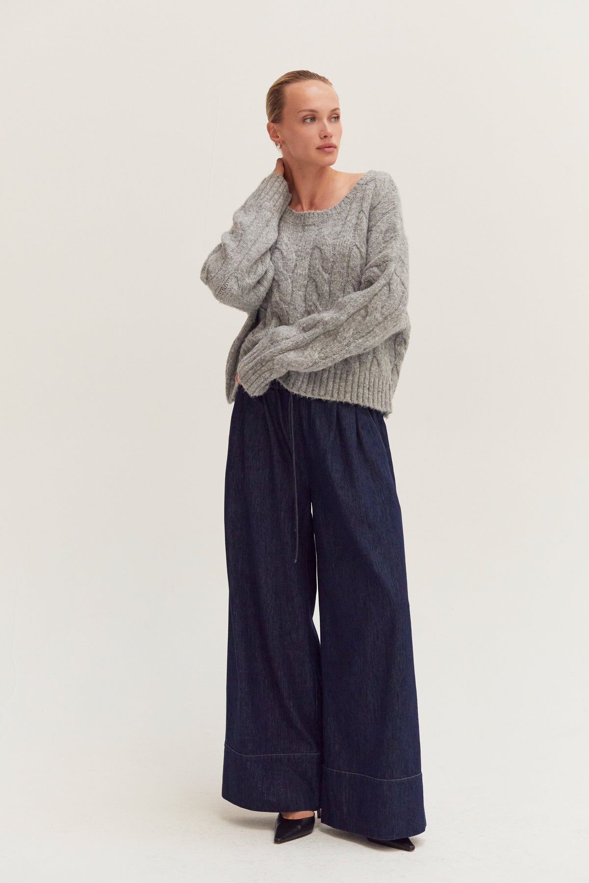 Bella Chambray Wide Leg Pants