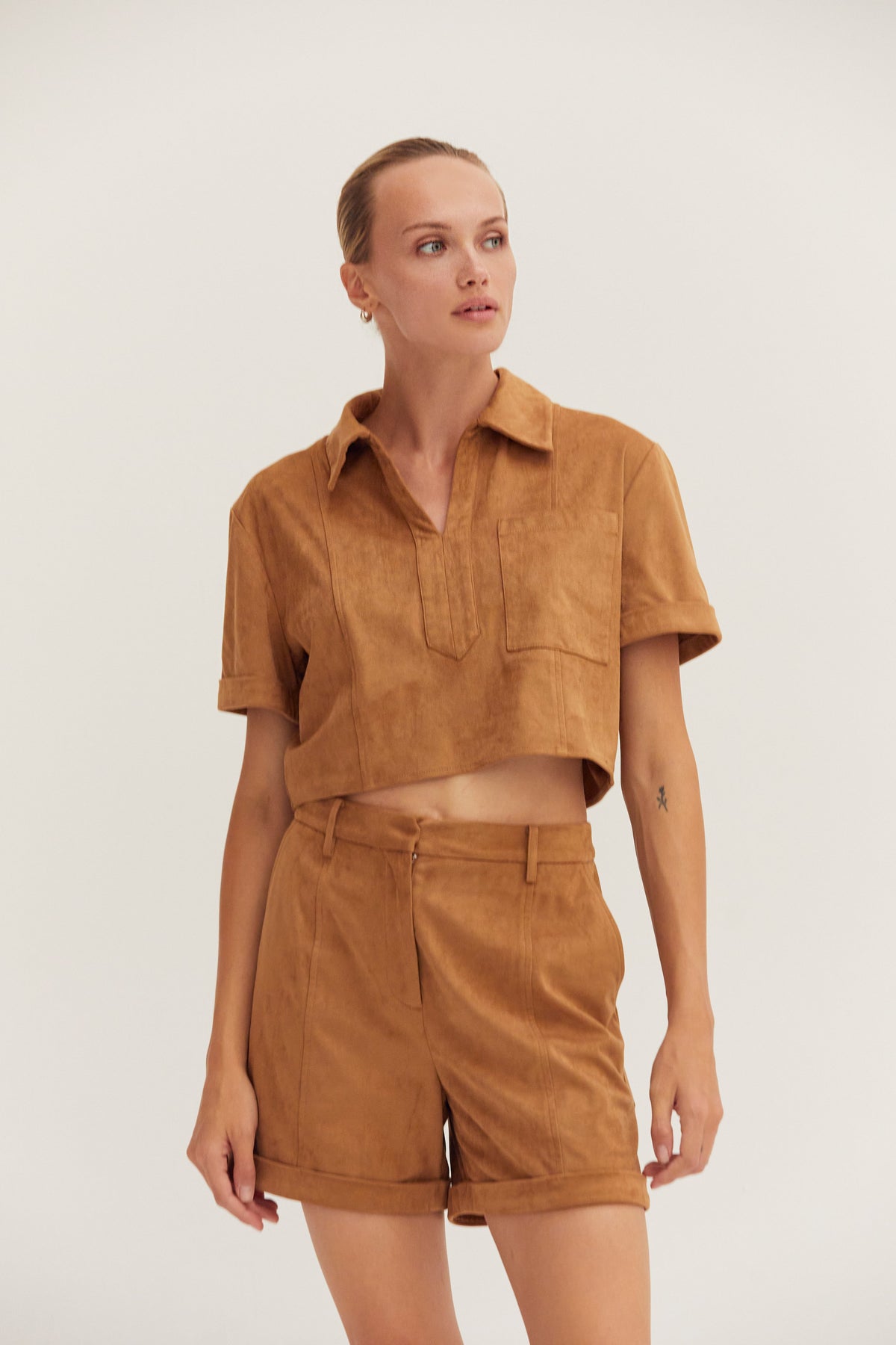 Lori Suede Cropped Shirt