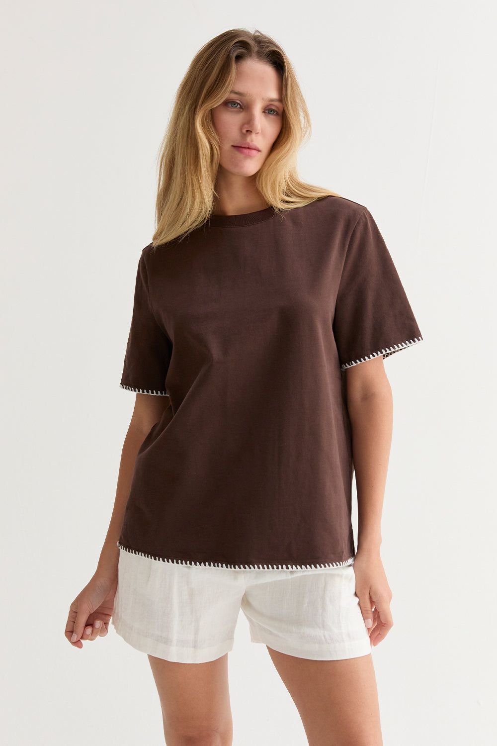 Olivia Blanket Stitch Boxy T-Shirt