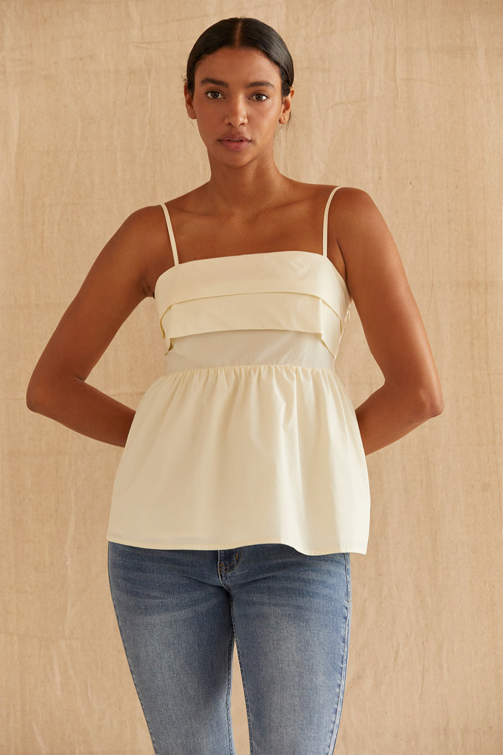 Mindy Pleated Babydoll Camisole Top