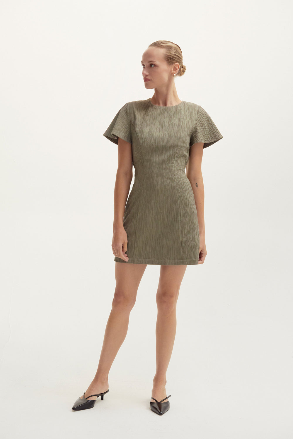 Celene Textured Back Cut Out Mini Dress